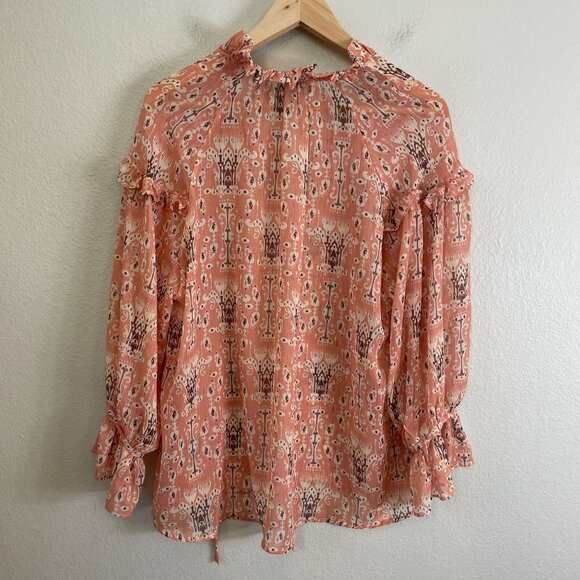 Sundance Womens Small Madeleine Sweet Peasant Boho Blouse Long Sleeve Sheer Top - Picture 13 of 13